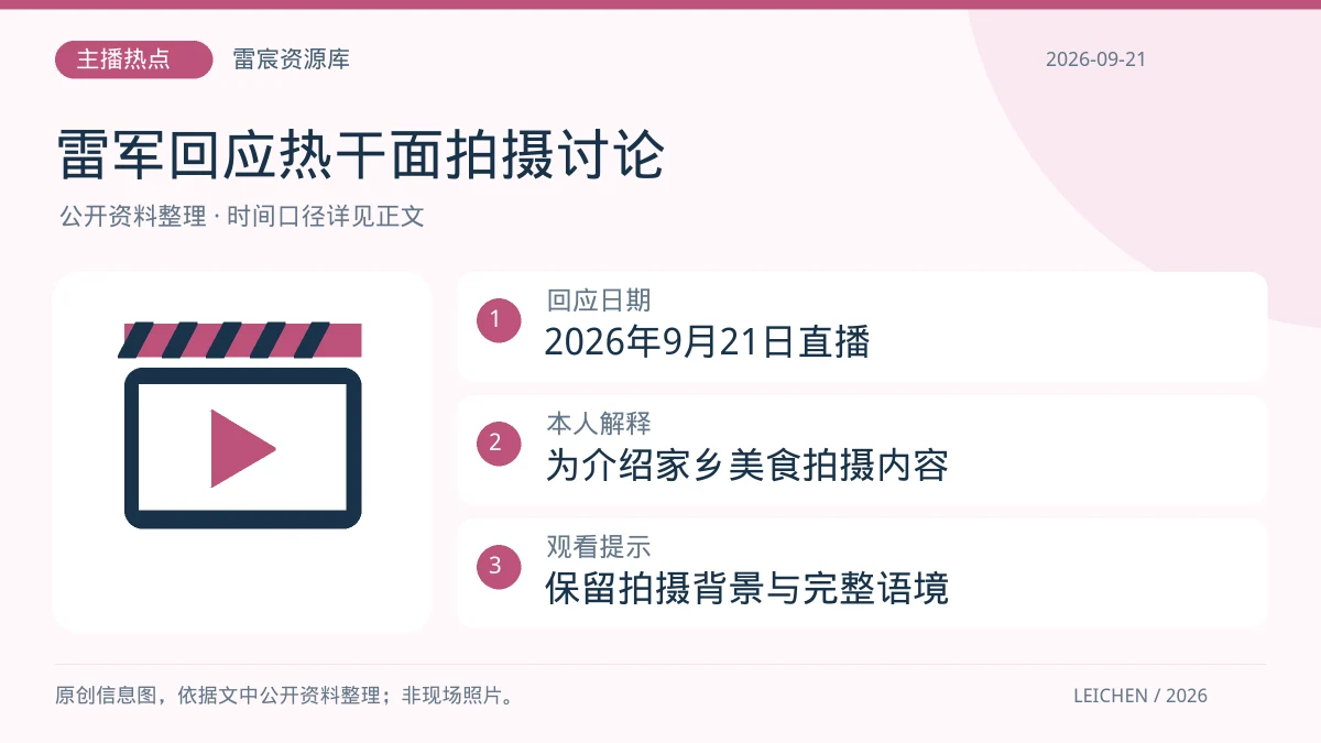 雷军直播回应武汉热干面拍摄争议：公开解释与短视频语境|雷宸资源库