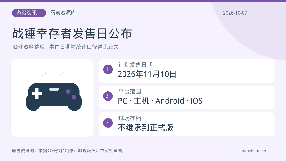 《战锤幸存者》定档11月10日：支持哪些平台，试玩进度能否保留|雷宸资源库