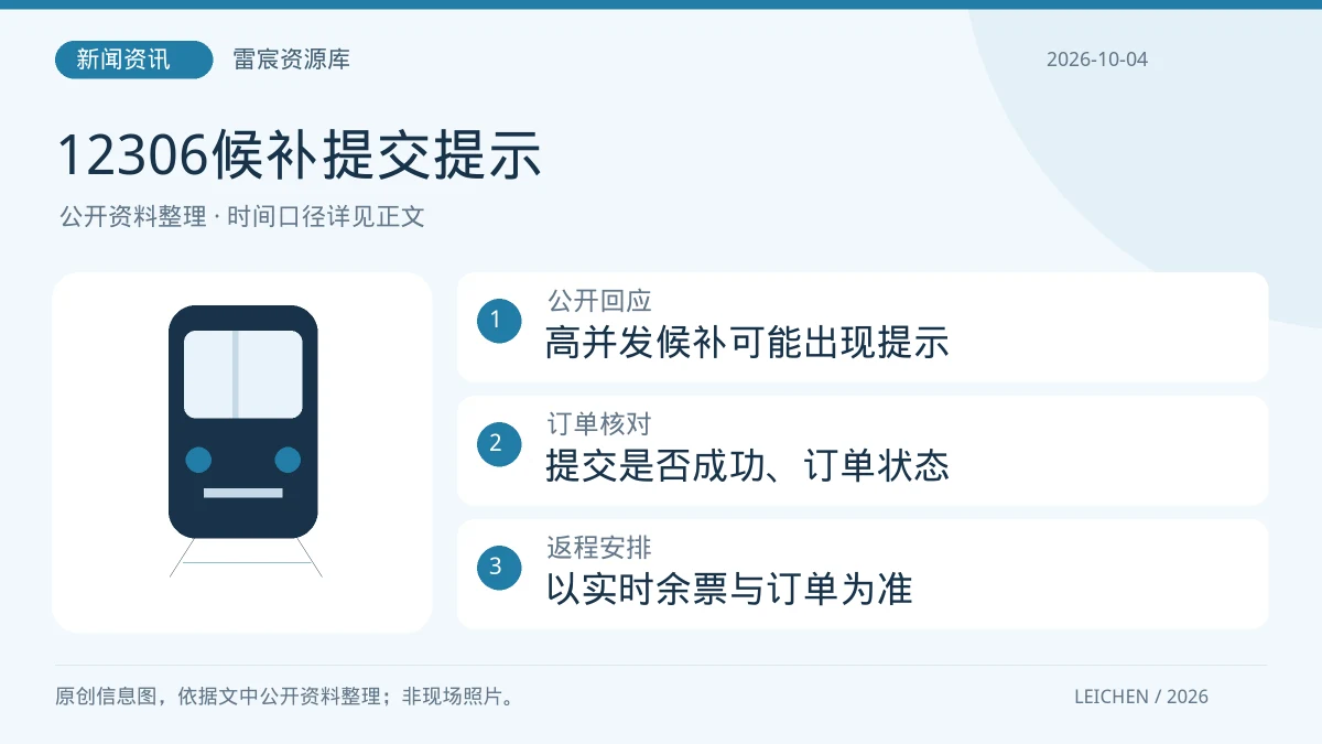 12306候补显示可选却提交失败？客服回应与返程核对思路|雷宸资源库