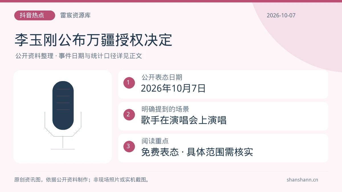 李玉刚宣布《万疆》演唱会翻唱永久免费授权：10月7日公开表态梳理|雷宸资源库